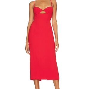 NWT BARDOT Vienna Midi Dress in Flame Red size 12